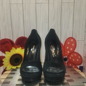 Edmundo Castillo Elegant Black Suede Peep-Toe Heels